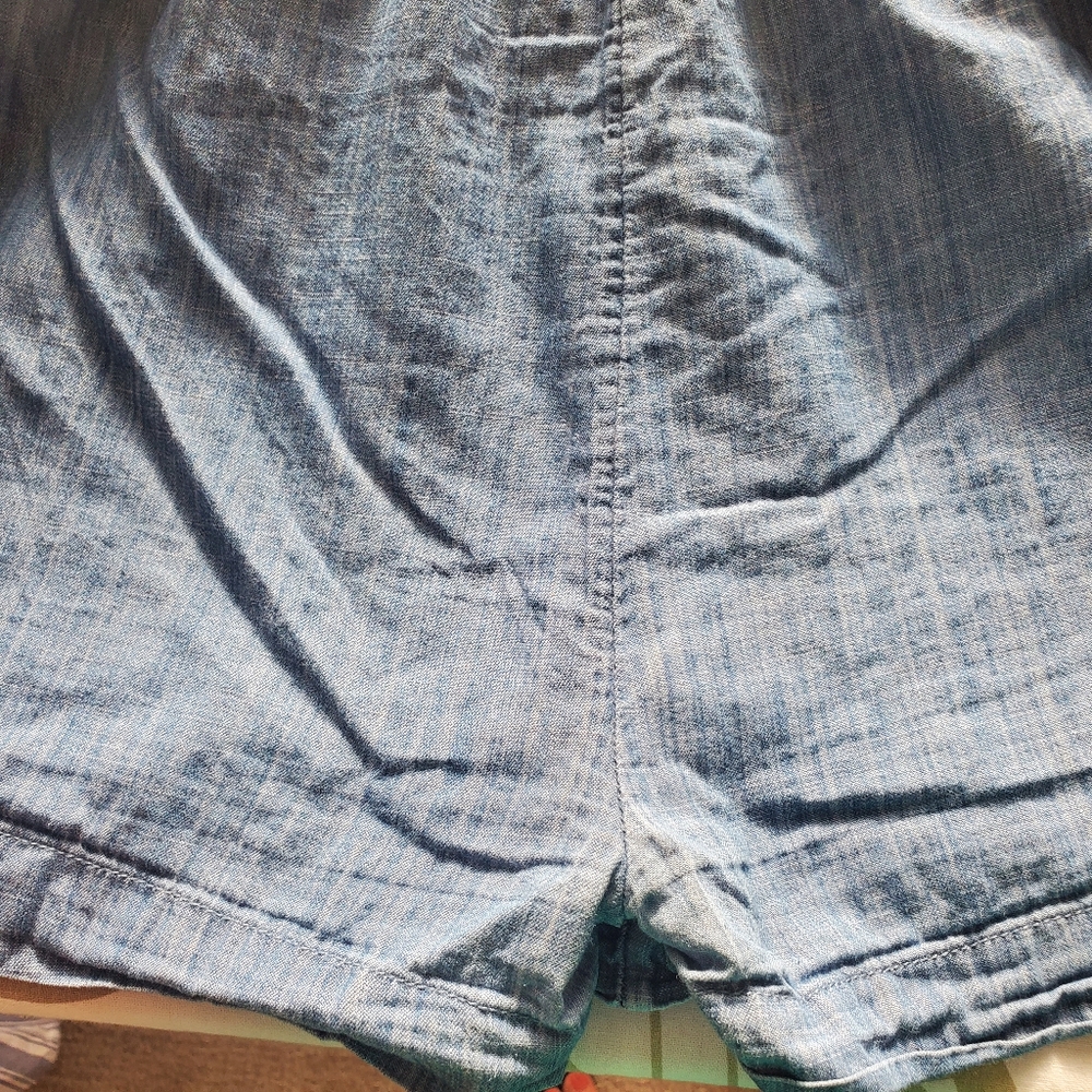 Mini Boden Youth Size 13-14 tiered ruffle denim skort with colorful trim - Picture 8 of 10